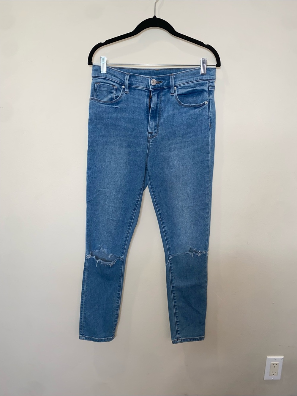 BDG Light Wash Skinny Jeans with Knee Distress